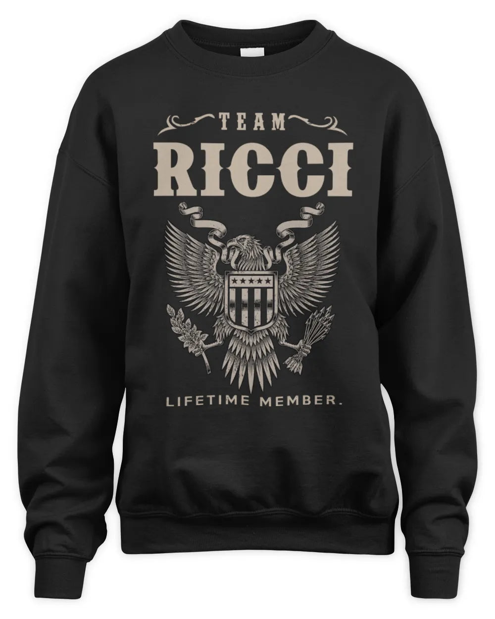 RICCI TP06-K82 – Personalized Classic Style Apparel “Team NAME Lifetime Member” - Unisex Sweatshirt - Black