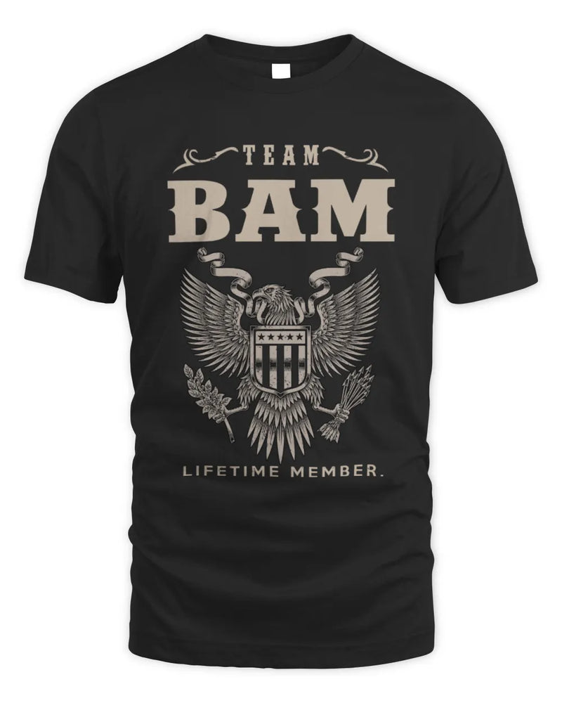 BAM TP06-K82 – Personalized Classic Style Apparel “Team NAME Lifetime Member” - Unisex Standard T-Shirt - Black