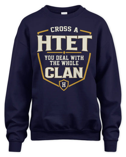 HTET NT1-K008 Cross A/An NAME, You Deal With the Whole Clan | Personalized Vintage T-Shirt - Unisex Sweatshirt - Navy