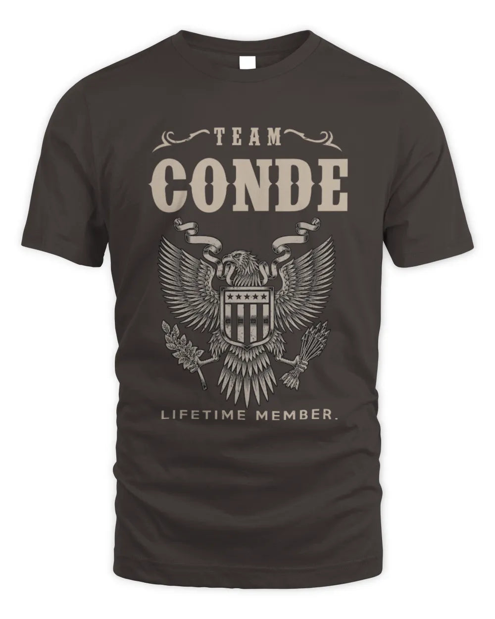 CONDE TP06-K82 – Personalized Classic Style Apparel “Team NAME Lifetime Member” - Unisex Standard T-Shirt - Dark Chocolate