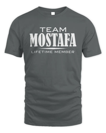 MOSTAFA BL62-K4-128 - Personalized “Team NAME Lifetime Member” - Unisex Standard T-Shirt - Charcoal