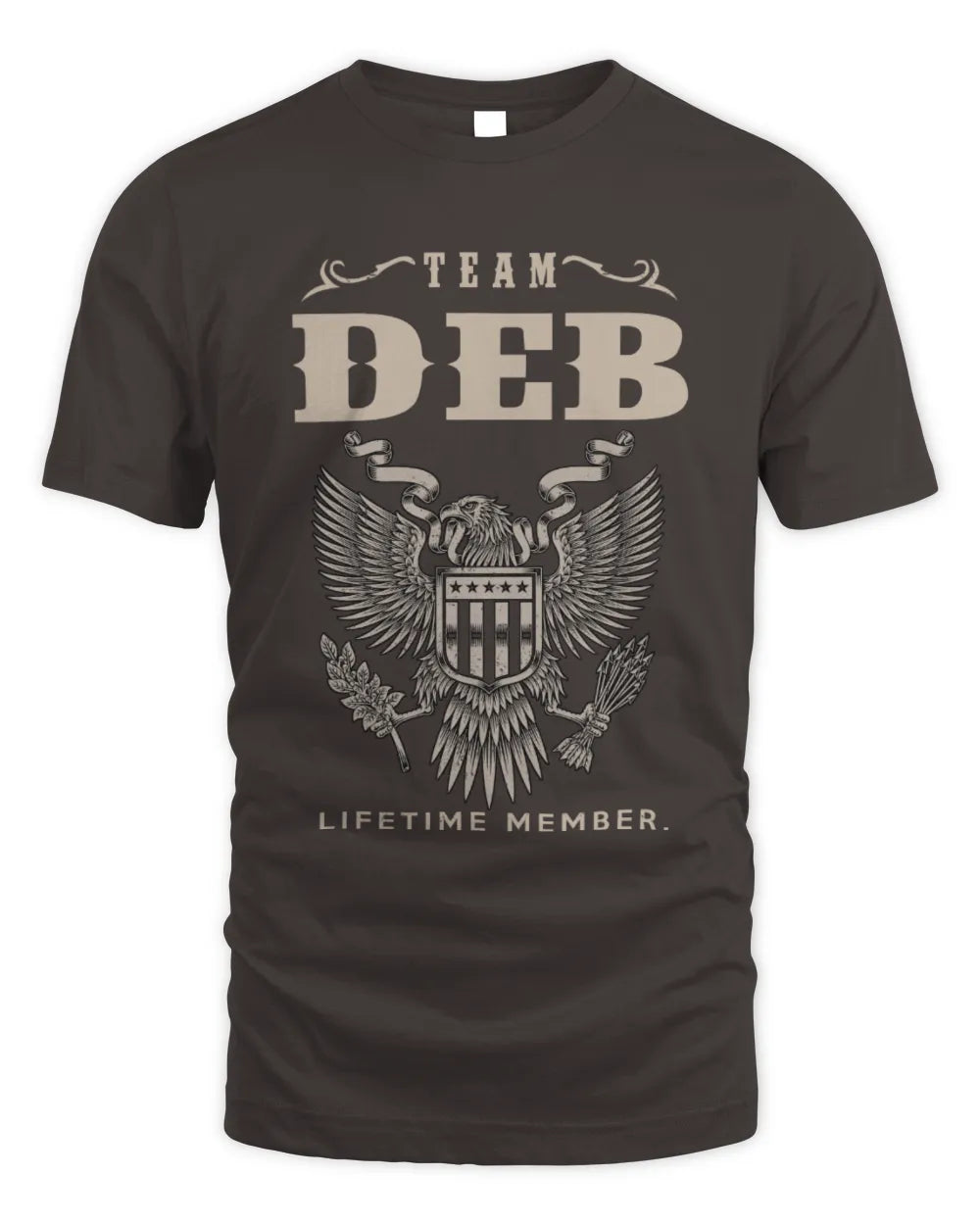 DEB TP06-K82 – Personalized Classic Style Apparel “Team NAME Lifetime Member” - Unisex Standard T-Shirt - Dark Chocolate