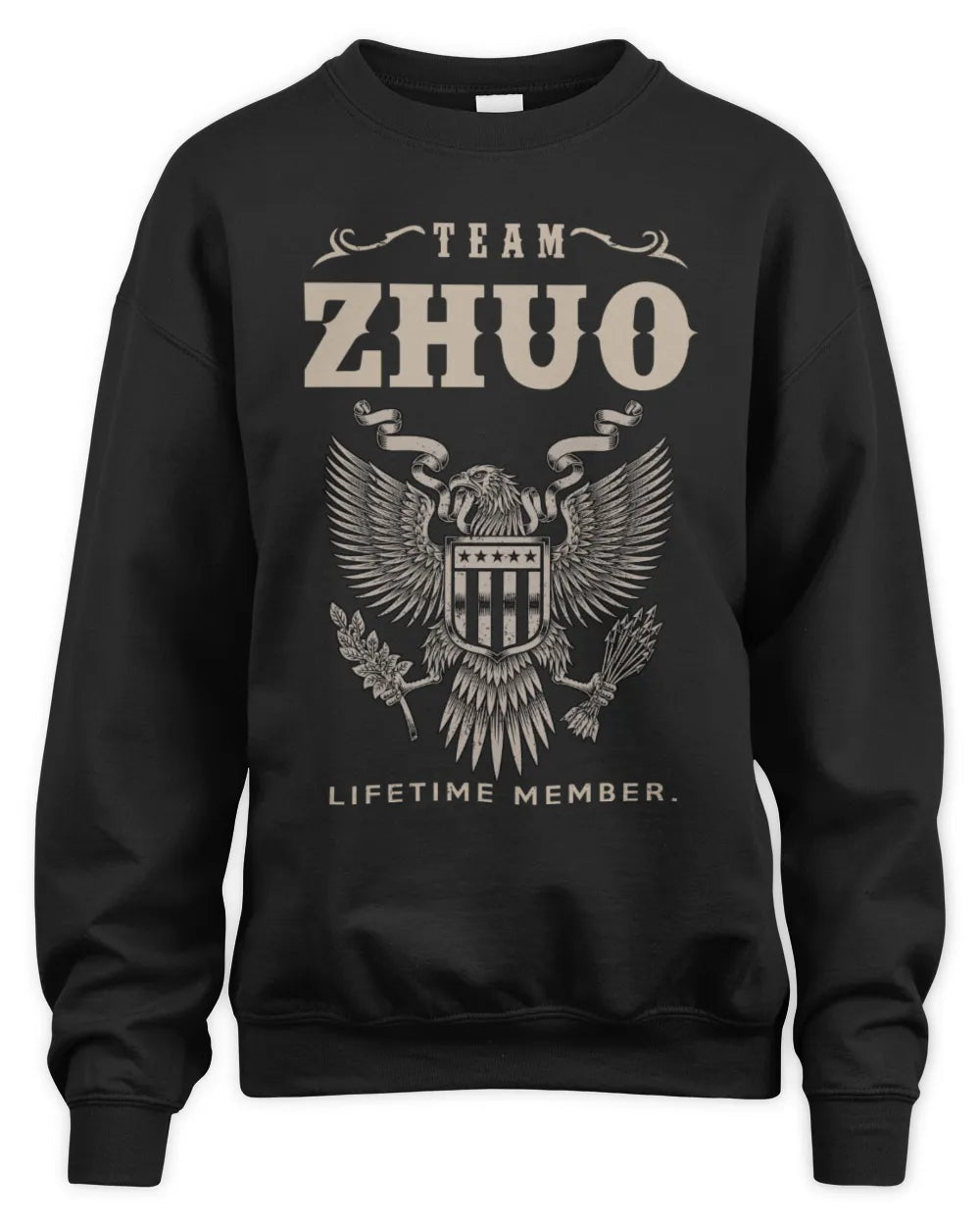 ZHUO TP06-K82 – Personalized Classic Style Apparel “Team NAME Lifetime Member” - Unisex Sweatshirt - Black