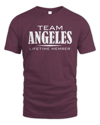 ANGELES BL62-K4-128 - Personalized “Team NAME Lifetime Member” - Unisex Standard T-Shirt - Maroon
