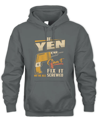 YEN TP22-K4-228 - Personalized Handyman T-Shirt “If AARON Can’t Fix It, We’re All Screwed” - Unisex Hoodie - Charcoal