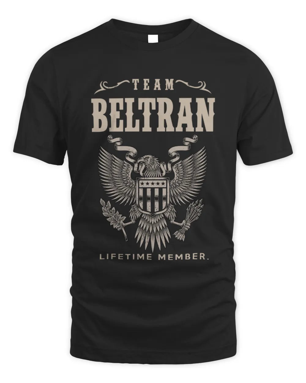 BELTRAN TP06-K82 – Personalized Classic Style Apparel “Team NAME Lifetime Member” - Unisex Standard T-Shirt - Black