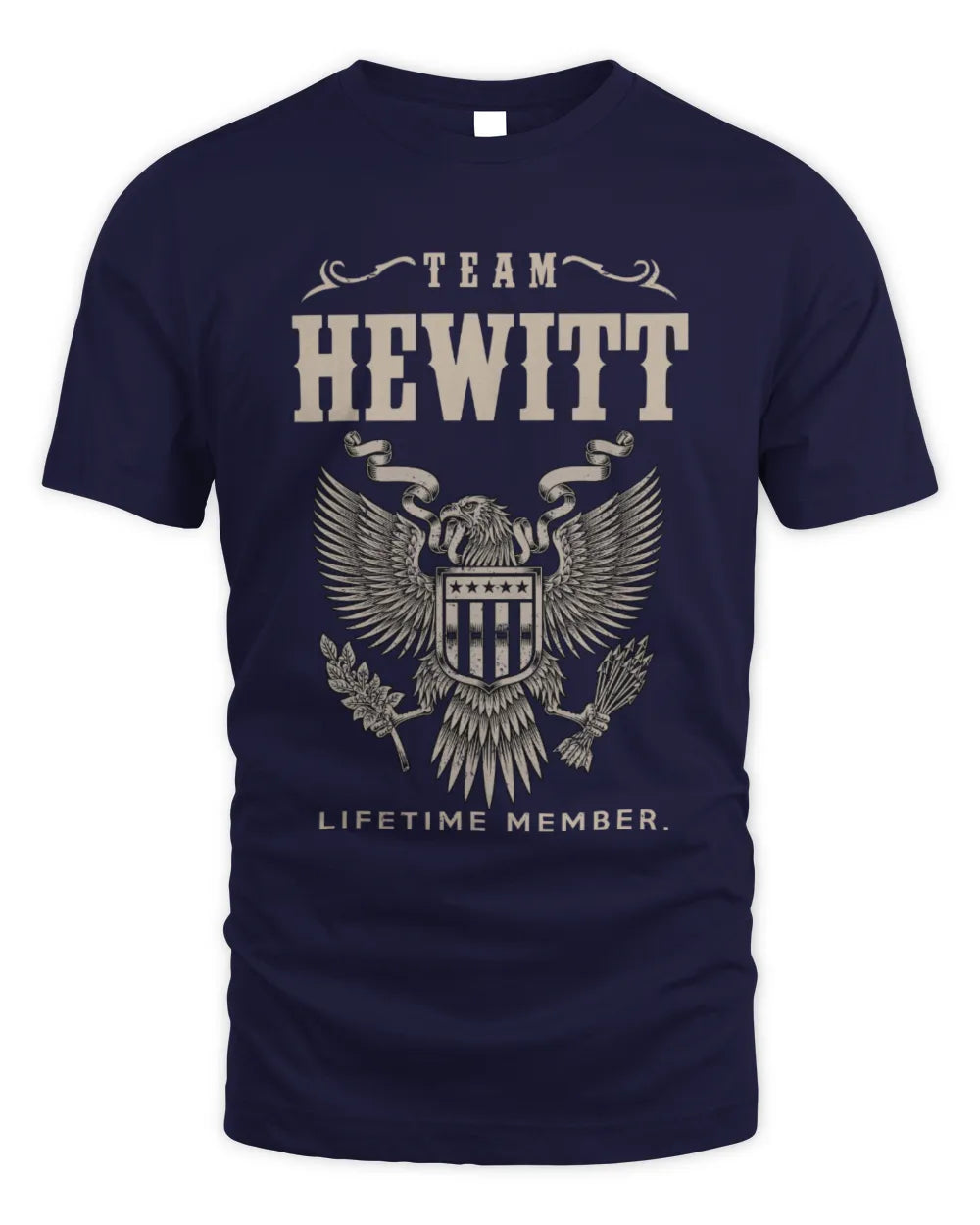 HEWITT TP06-K82 – Personalized Classic Style Apparel “Team NAME Lifetime Member” - Unisex Standard T-Shirt - Navy