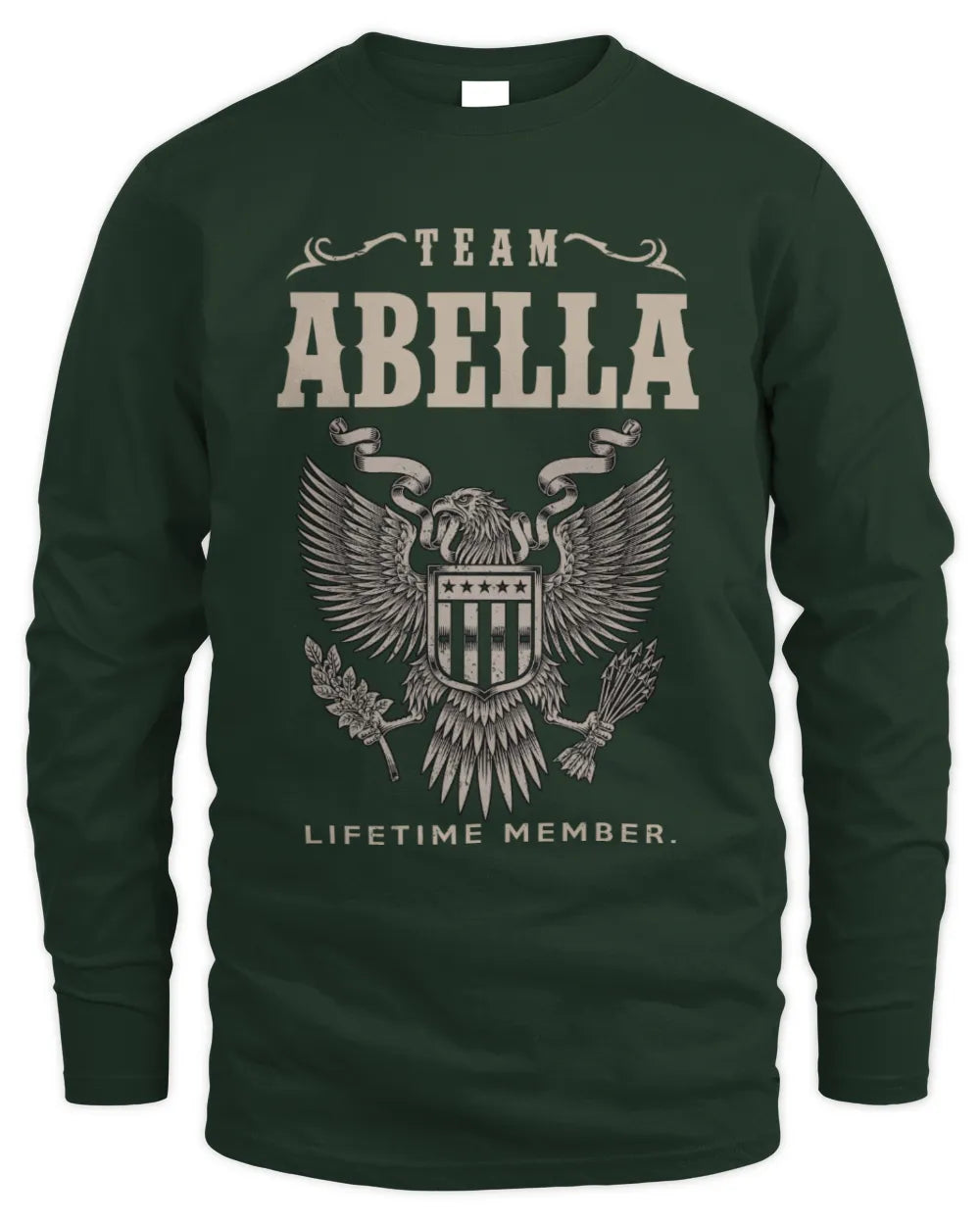 ABELLA TP06-K82 – Personalized Classic Style Apparel “Team NAME Lifetime Member” - Men's Long Sleeved T-Shirt - Forest Green