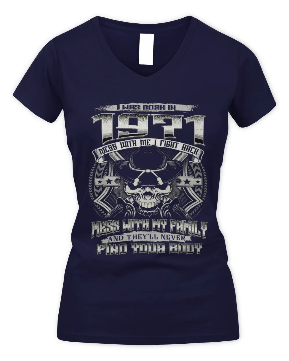 1971 HH89-K2 – Protective Family Quote T-Shirt - Women's V-Neck T-Shirt - Navy
