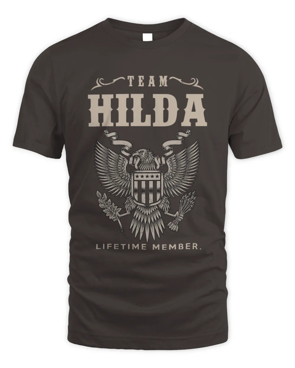 HILDA TP06-K82 – Personalized Classic Style Apparel “Team NAME Lifetime Member” - Unisex Standard T-Shirt - Dark Chocolate