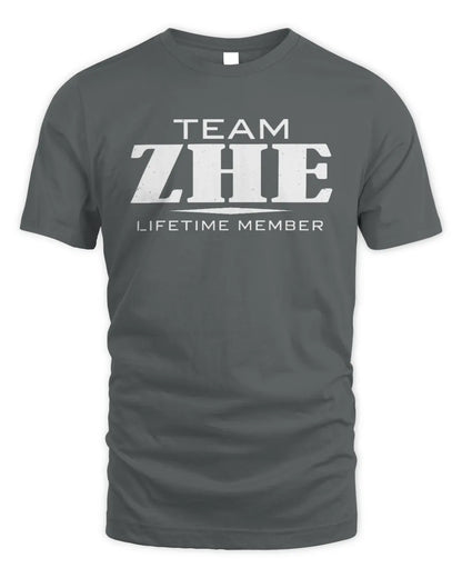 ZHE BL62-K4-128 - Personalized “Team NAME Lifetime Member” - Unisex Standard T-Shirt - Charcoal