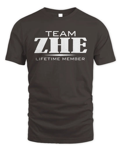 ZHE BL62-K4-128 - Personalized “Team NAME Lifetime Member” - Unisex Standard T-Shirt - Dark Chocolate