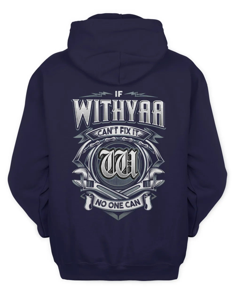 WITHYAA AP81-K4-626 - Personalized Ahmed Quote Apparel “If Ahmed Can't Fix It, No One Can” - Unisex Hoodie - Navy