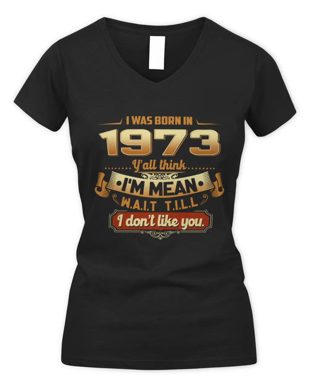 1973 HH89-K2 – Funny Birth Year Attitude Quote T-Shirt - Women's V-Neck T-Shirt - Black