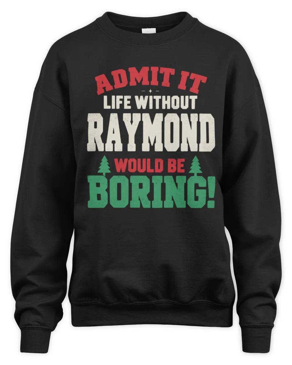 RAYMOND P5 TH08 Christmas T-Shirt – “Life Without NAME Would Be Boring” - Unisex Sweatshirt - Black