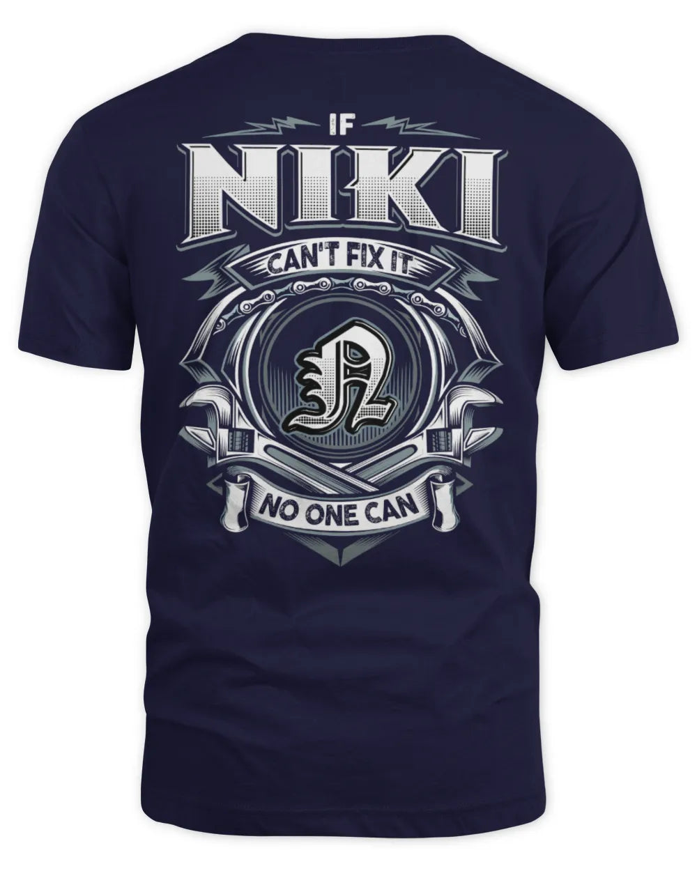 NIKI AP81-K4-626 - Personalized Ahmed Quote Apparel “If Ahmed Can't Fix It, No One Can” - Unisex Standard T-Shirt - Navy