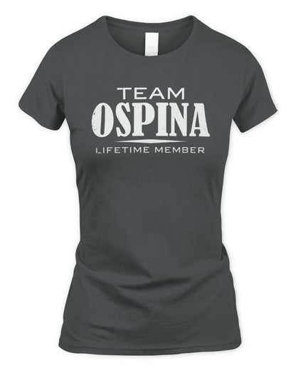OSPINA BL62-K4-128 - Personalized “Team NAME Lifetime Member” - Women's Standard T-Shirt - Charcoal