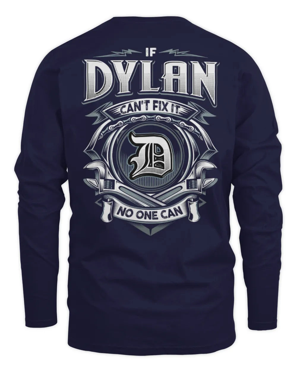 DYLAN AP81-K4-626 - Personalized Ahmed Quote Apparel “If Ahmed Can't Fix It, No One Can” - Men's Long Sleeved T-Shirt - Navy