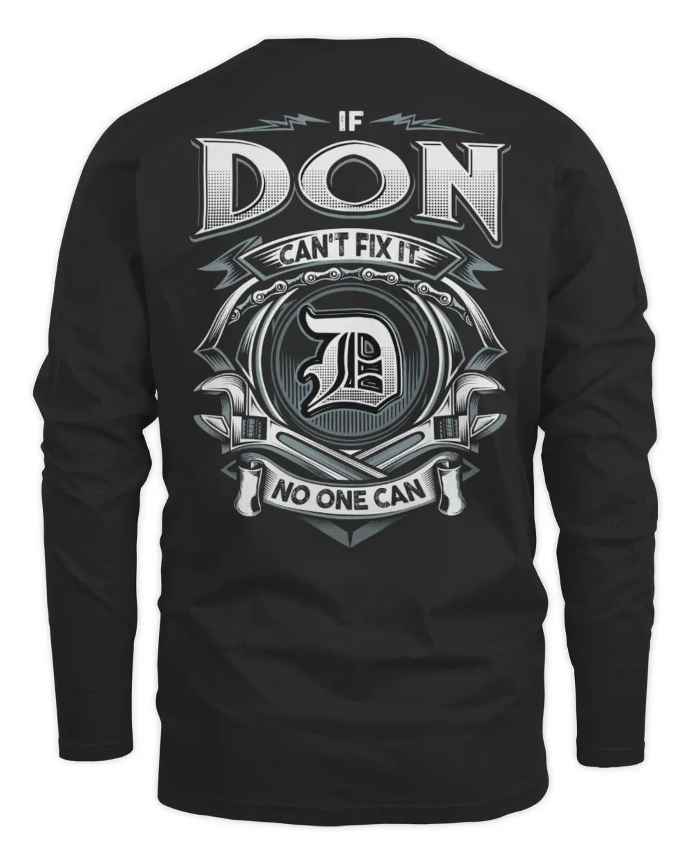 DON AP81-K4-626 - Personalized Ahmed Quote Apparel “If Ahmed Can't Fix It, No One Can” - Men's Long Sleeved T-Shirt - Black