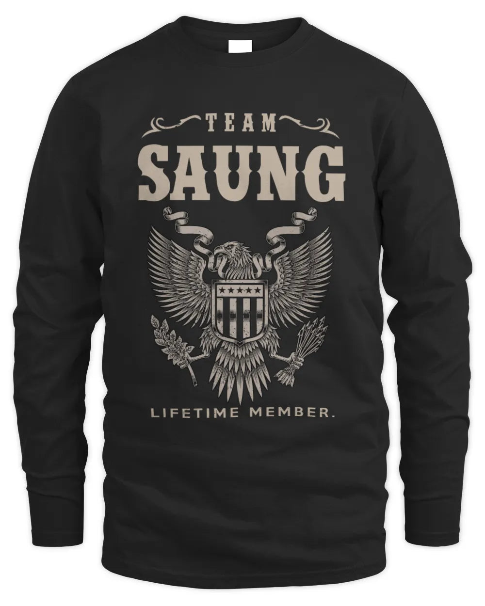 SAUNG TP06-K82 – Personalized Classic Style Apparel “Team NAME Lifetime Member” - Men's Long Sleeved T-Shirt - Black