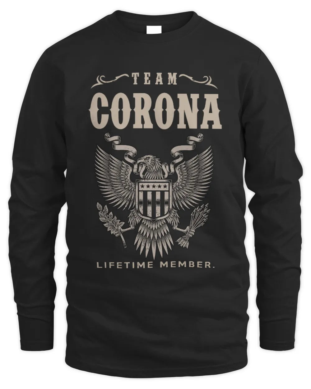 CORONA TP06-K82 – Personalized Classic Style Apparel “Team NAME Lifetime Member” - Men's Long Sleeved T-Shirt - Black