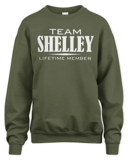SHELLEY BL62-K4-128 - Personalized “Team NAME Lifetime Member” - Unisex Sweatshirt - Military Green