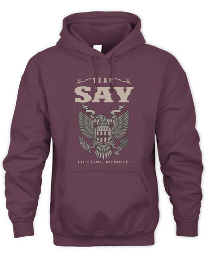 SAY TP06-K82 – Personalized Classic Style Apparel “Team NAME Lifetime Member” - Unisex Hoodie - Maroon