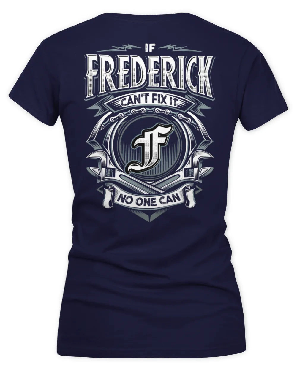 FREDERICK AP81-K4-626 - Personalized Ahmed Quote Apparel “If Ahmed Can't Fix It, No One Can” - Women's V-Neck T-Shirt - Navy