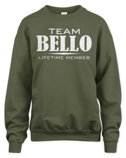 BELLO BL62-K4-128 - Personalized “Team NAME Lifetime Member” - Unisex Sweatshirt - Military Green