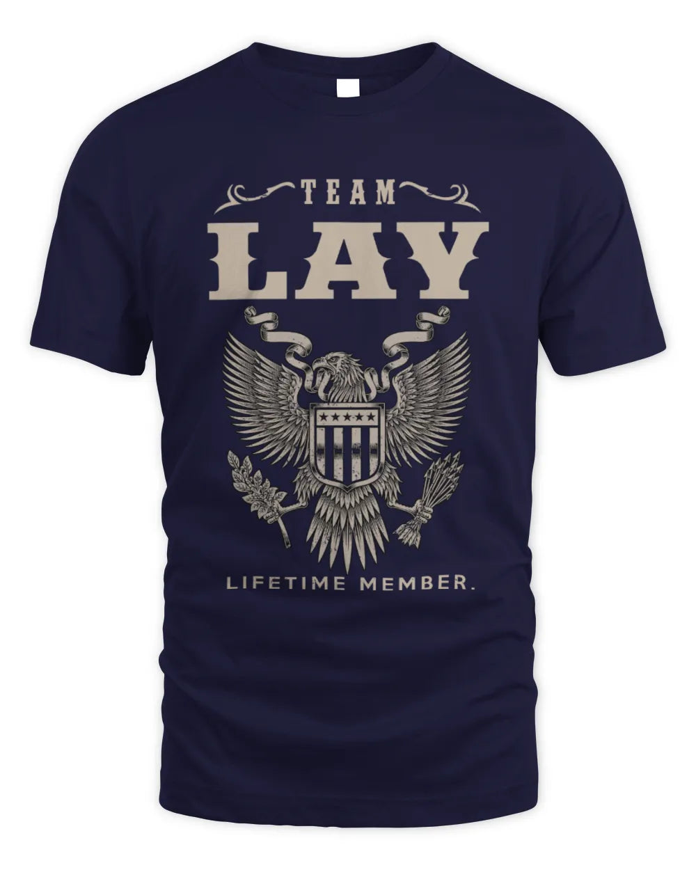 LAY TP06-K82 – Personalized Classic Style Apparel “Team NAME Lifetime Member” - Unisex Standard T-Shirt - Navy
