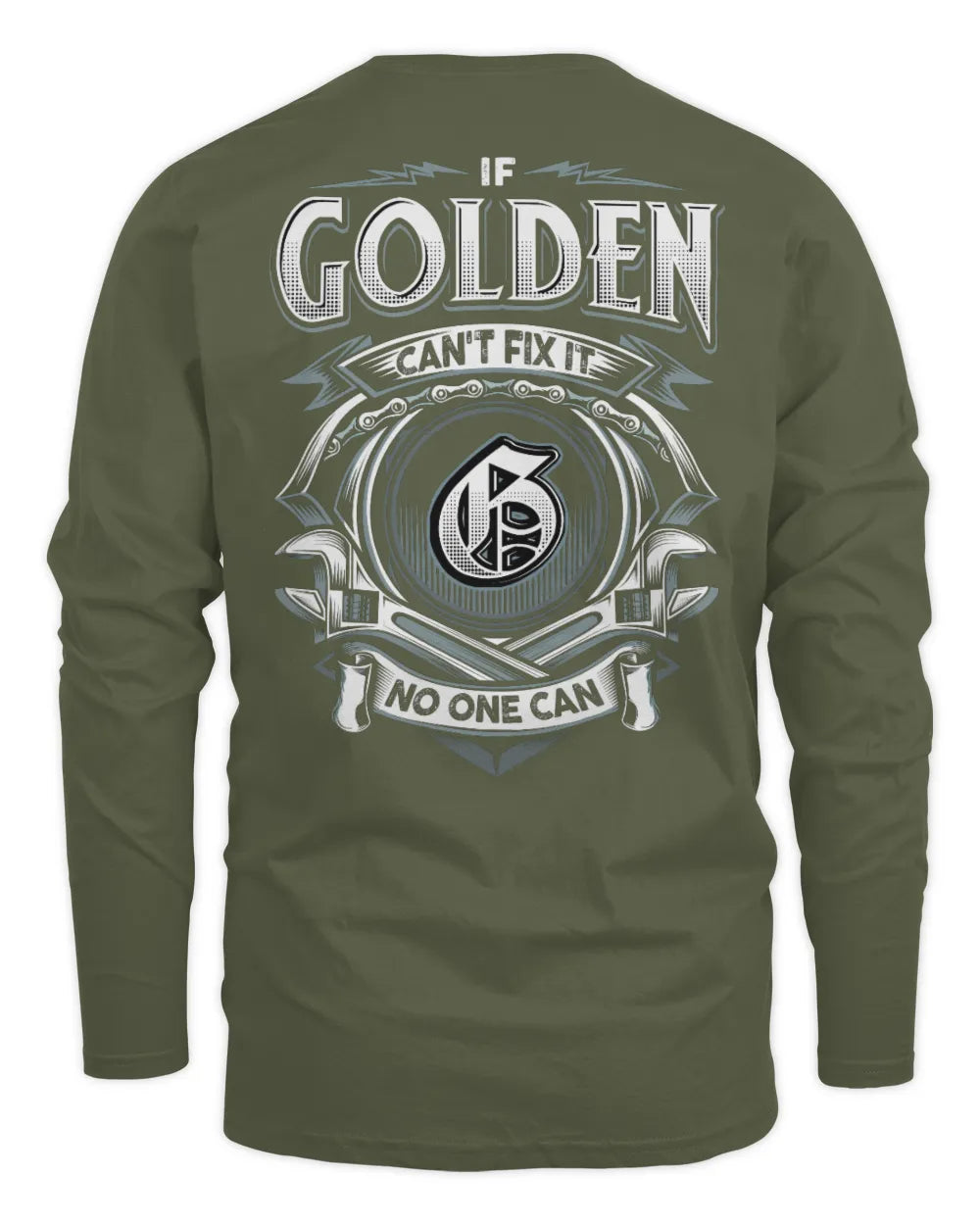 GOLDEN AP81-K4-626 - Personalized Ahmed Quote Apparel “If Ahmed Can't Fix It, No One Can” - Men's Long Sleeved T-Shirt - Military Green