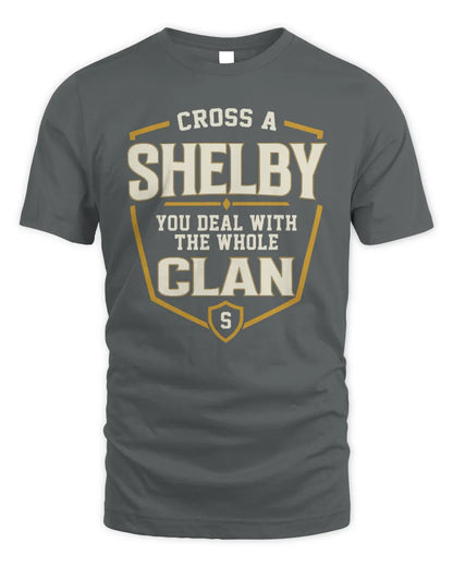 SHELBY NT1-K008 Cross A/An NAME, You Deal With the Whole Clan | Personalized Vintage T-Shirt - Unisex Standard T-Shirt - Charcoal