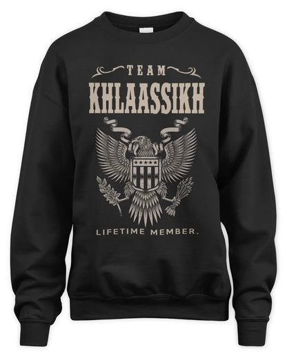 KHLAASSIKH TP06-K82 – Personalized Classic Style Apparel “Team NAME Lifetime Member” - Unisex Sweatshirt - Black