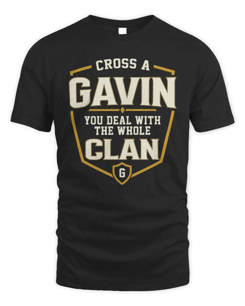 GAVIN NT1-K008 Cross A/An NAME, You Deal With the Whole Clan | Personalized Vintage T-Shirt - Unisex Standard T-Shirt - Black