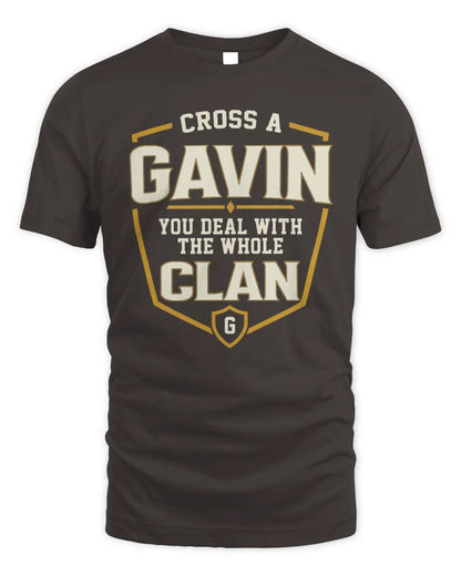 GAVIN NT1-K008 Cross A/An NAME, You Deal With the Whole Clan | Personalized Vintage T-Shirt - Unisex Standard T-Shirt - Dark Chocolate