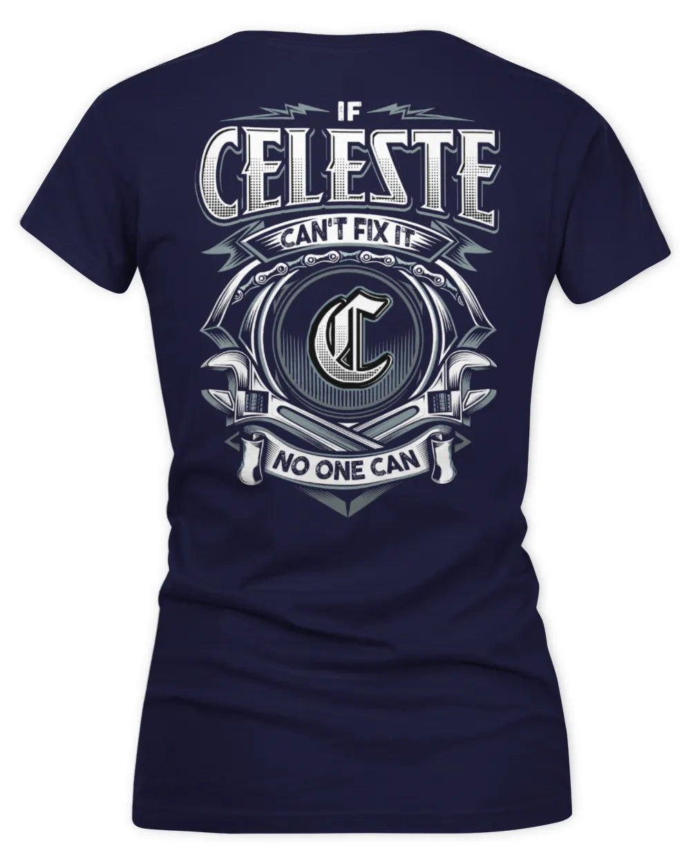 CELESTE AP81-K4-626 - Personalized Ahmed Quote Apparel “If Ahmed Can't Fix It, No One Can” - Women's V-Neck T-Shirt - Navy