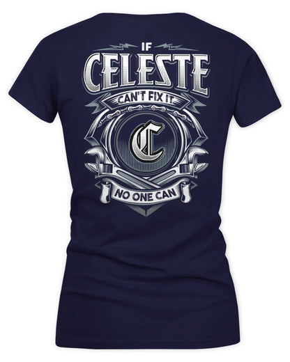 CELESTE AP81-K4-626 - Personalized Ahmed Quote Apparel “If Ahmed Can't Fix It, No One Can” - Women's V-Neck T-Shirt - Navy