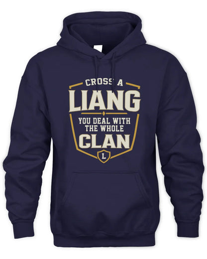 LIANG NT1-K008 Cross A/An NAME, You Deal With the Whole Clan | Personalized Vintage T-Shirt - Unisex Hoodie - Navy