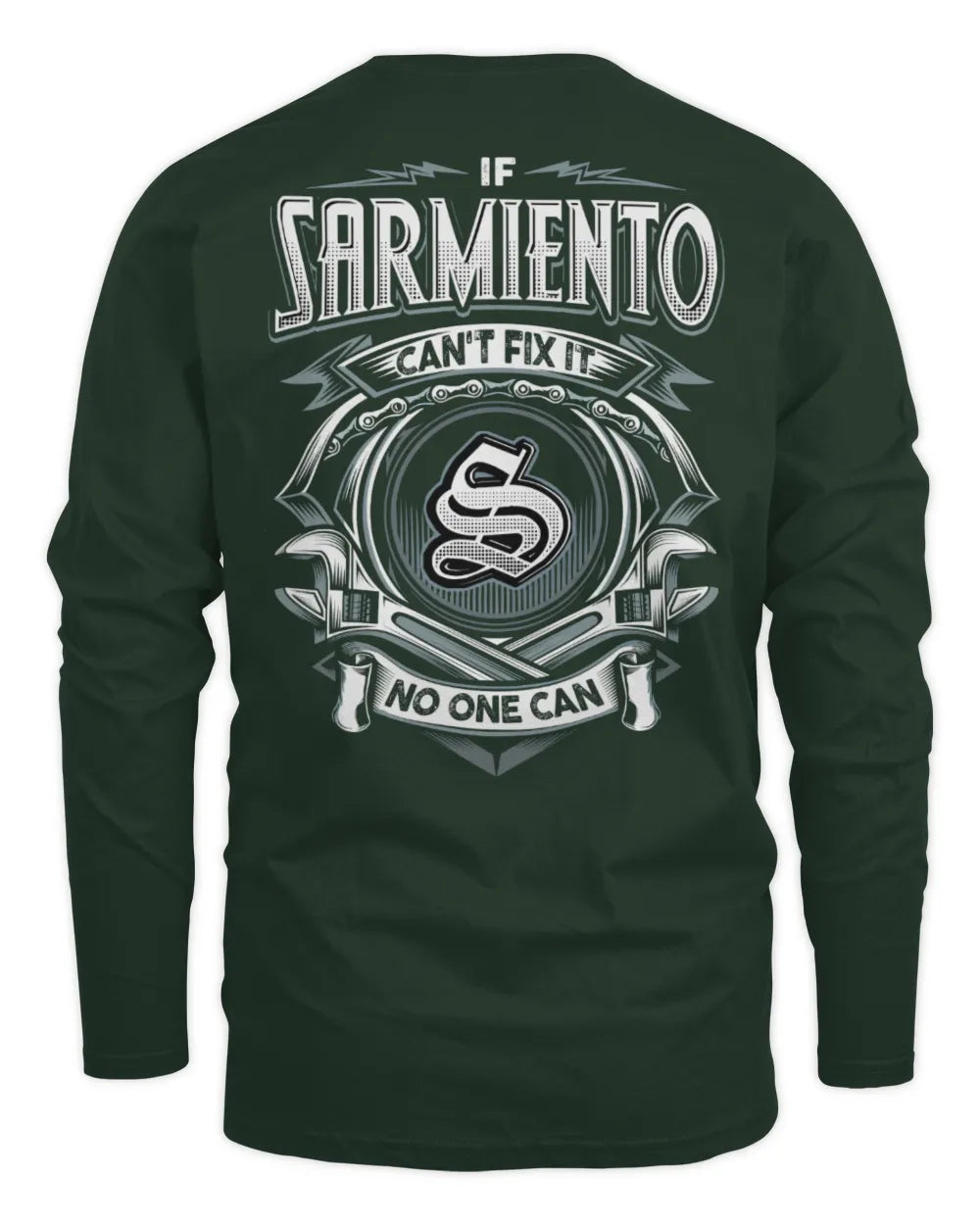 SARMIENTO AP81-K4-626 - Personalized Ahmed Quote Apparel “If Ahmed Can't Fix It, No One Can” - Men's Long Sleeved T-Shirt - Forest Green