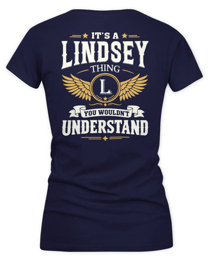 LINDSEY KT06-M008 It’s a [NAME] Thing – You Wouldn’t Understand | Personalized Vintage T-Shirt - Women's V-Neck T-Shirt - Navy