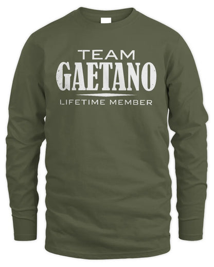 GAETANO BL62-K4-128 - Personalized “Team NAME Lifetime Member” - Men's Long Sleeved T-Shirt - Military Green