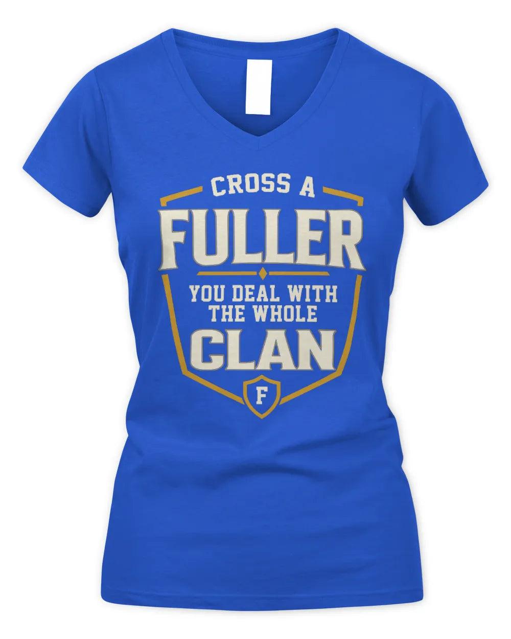 FULLER NT1-K008 Cross A/An NAME, You Deal With the Whole Clan | Personalized Vintage T-Shirt - Women's V-Neck T-Shirt - Royal
