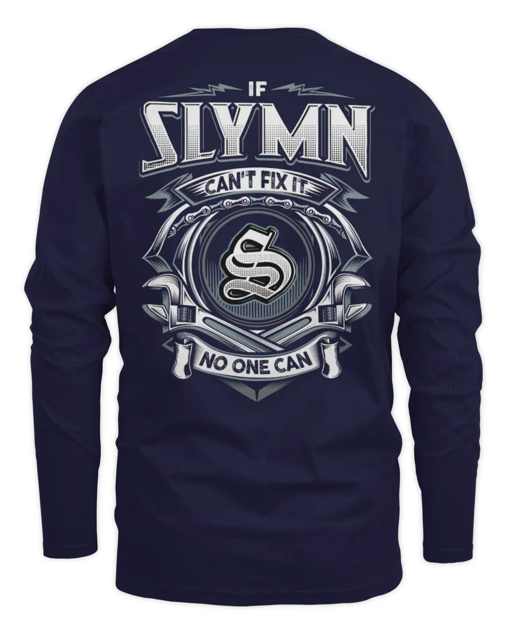 SLYMN AP81-K4-626 - Personalized Ahmed Quote Apparel “If Ahmed Can't Fix It, No One Can” - Men's Long Sleeved T-Shirt - Navy