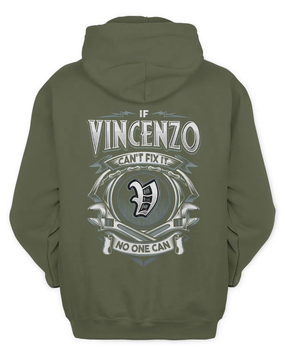 VINCENZO AP81-K4-626 - Personalized Ahmed Quote Apparel “If Ahmed Can't Fix It, No One Can” - Unisex Hoodie - Military Green