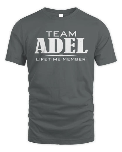 ADEL BL62-K4-128 - Personalized “Team NAME Lifetime Member” - Unisex Standard T-Shirt - Charcoal