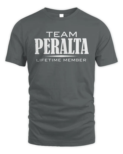 PERALTA BL62-K4-128 - Personalized “Team NAME Lifetime Member” - Unisex Standard T-Shirt - Charcoal