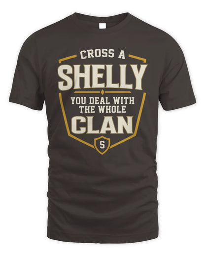 SHELLY NT1-K008 Cross A/An NAME, You Deal With the Whole Clan | Personalized Vintage T-Shirt - Unisex Standard T-Shirt - Dark Chocolate