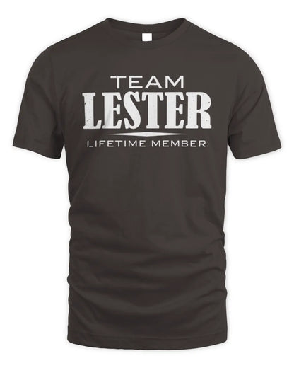 LESTER BL62-K4-128 - Personalized “Team NAME Lifetime Member” - Unisex Standard T-Shirt - Dark Chocolate