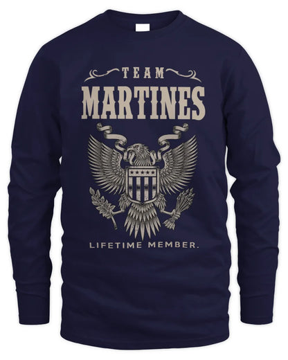 MARTINES TP06-K82 – Personalized Classic Style Apparel “Team NAME Lifetime Member” - Men's Long Sleeved T-Shirt - Navy