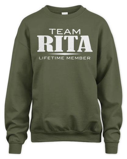 RITA BL62-K4-128 - Personalized “Team NAME Lifetime Member” - Unisex Sweatshirt - Military Green